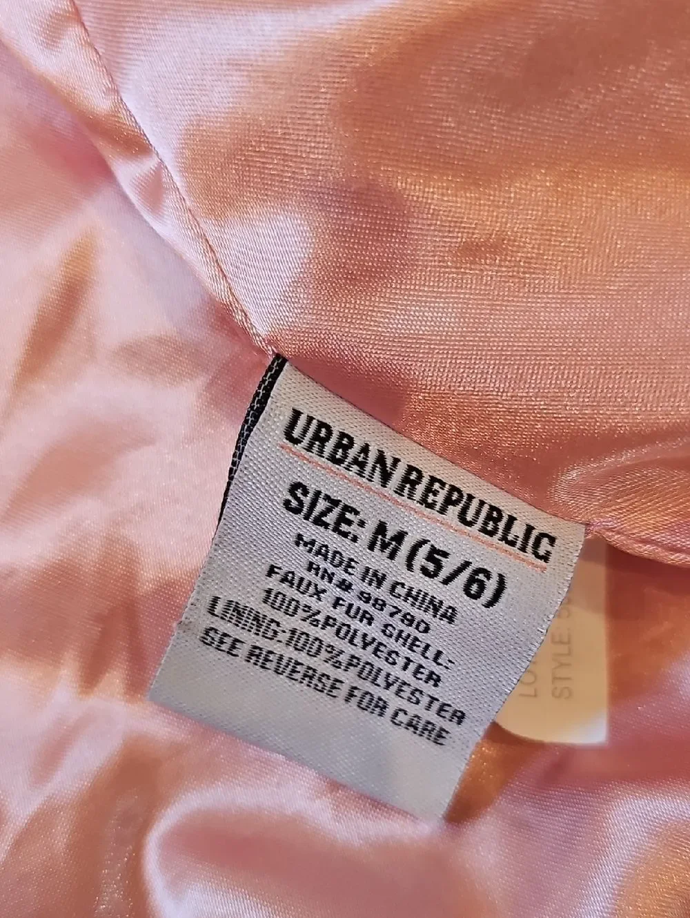 Urban Republic Pink & White Plush Check Puffer Jacket Size 5/6
